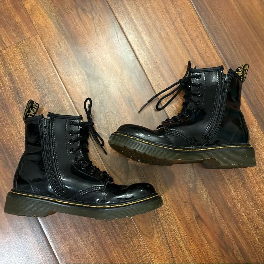 Dr. Martens Black shiny combat boots